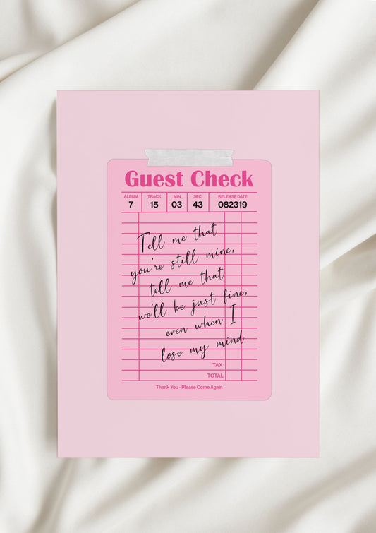 Lover Guest Check Print