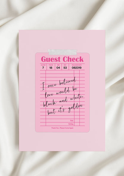 Lover Guest Check Print