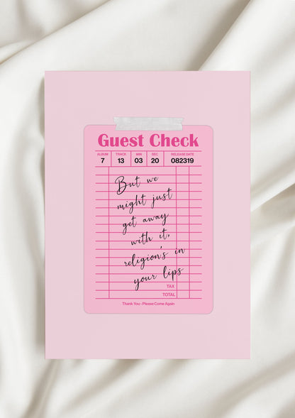 Lover Guest Check Print