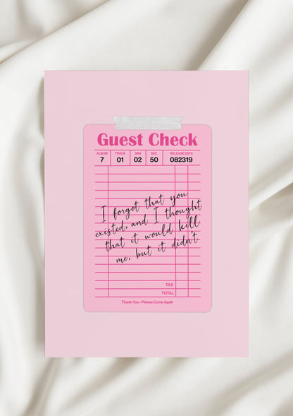 Lover Guest Check Print