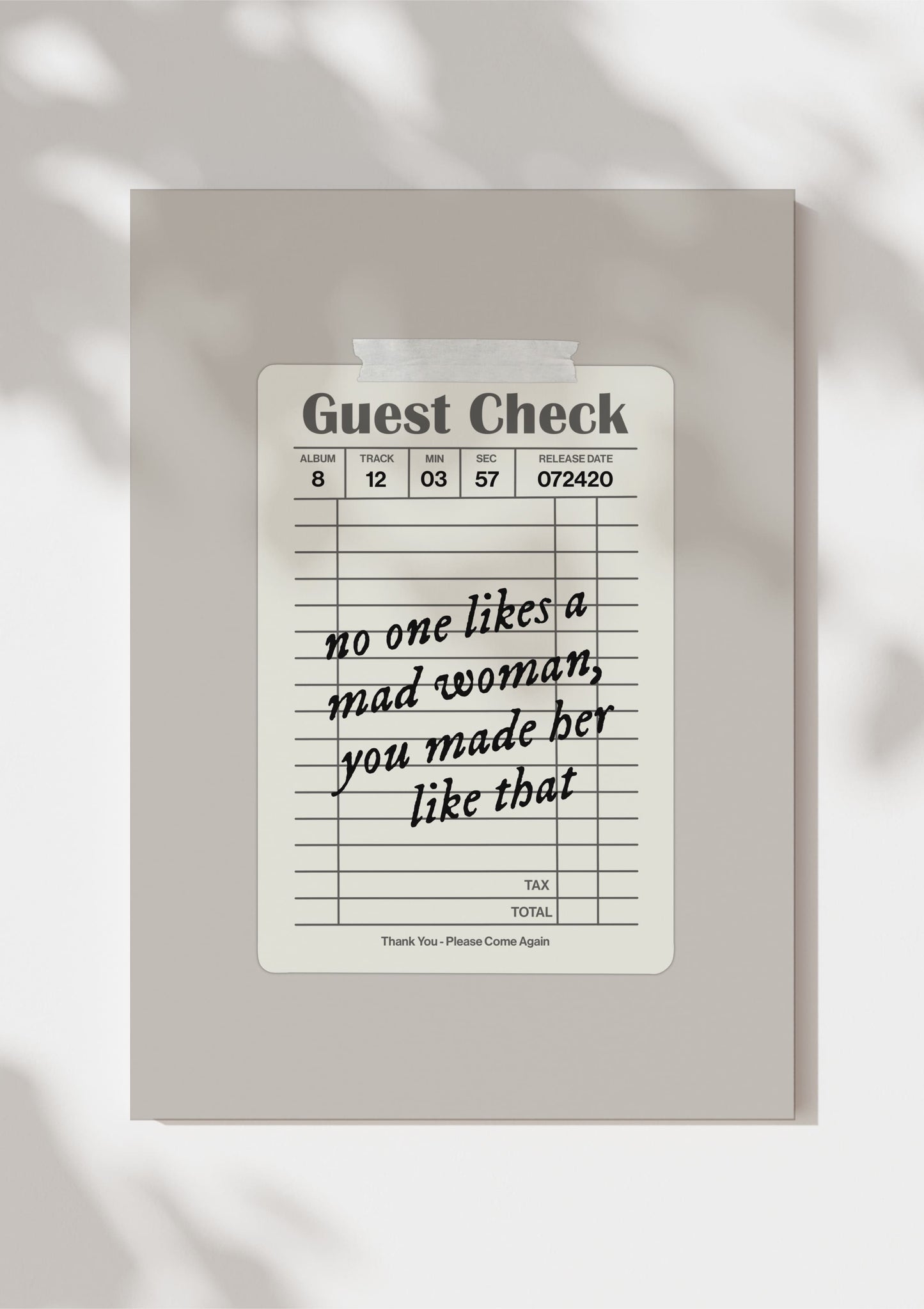 Folklore Guest Check Print