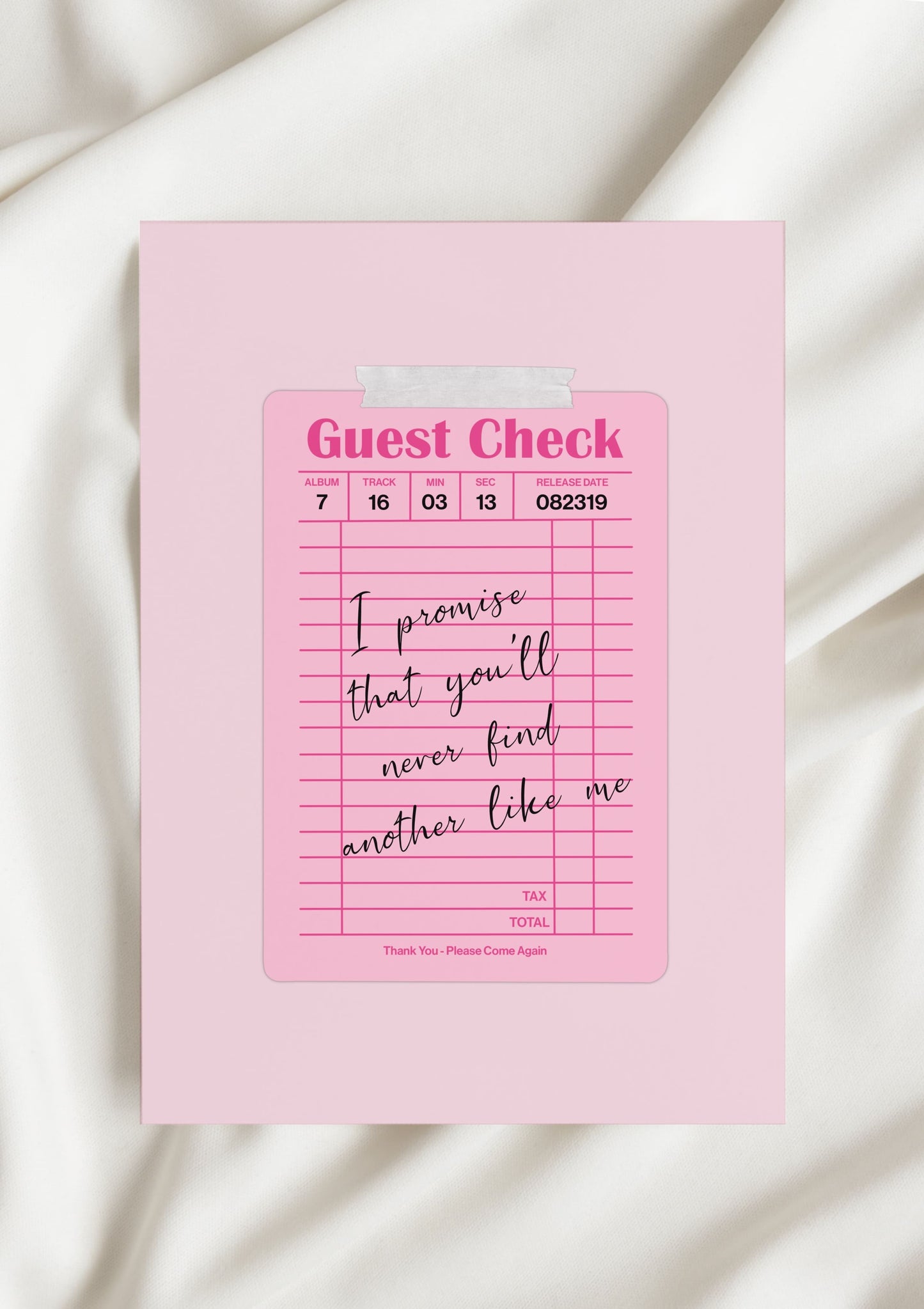 Lover Guest Check Print