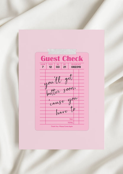 Lover Guest Check Print