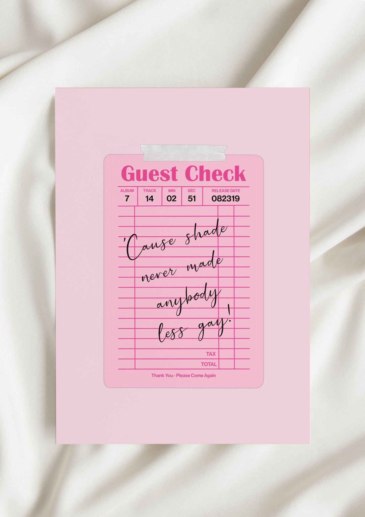 Lover Guest Check Print